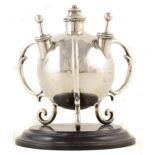 Silver spherical cigar/cigarette table lighter , height approx. 13cm, inscribed 'E.J.B from E.W.M.',