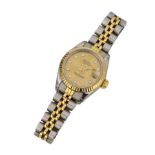 Ladie's Oyster Perpetual Datejust stainless steel and yellow gold Rolex bracelet watch , champagne