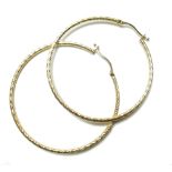 Pair of large 18ct gold hoop earrings , pierced ear clip fittings, twisted rope pattern design,