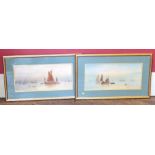 Pair of watercolours by J. Mortimer of Harbour Scene. Unfortunately we are not doing condition