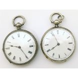 A mall silver ladies' pocket watch together with another small ladies pocket watch Unfortunately