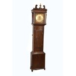 A 18th century oak longcase clock by George Voyce of Monmouth. With double swan-neck pediment,