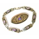 Celtic design silver and amethyst brooch and bracelet. Unfortunately we are not doing condition