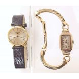 Ladies' vintage 9ct gold watch, rolled gold bracelet and gold plated Longines watch Unfortunately we