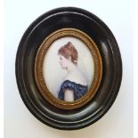 19th century oval miniature of a young woman, Jessie E. Thomas. Unfortunately we are not doing