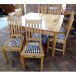 Modern pine "Cottage Craft" dining table and eight chairs, 138cm square Unfortunately we are not