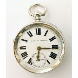 A silver cased pocket watch, case Mauer Thomas Richard Arnott, 1892 glass case missing Unfortunately