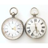 Two silver pocket watches Unfortunately we are not doing condition reports on this sale.