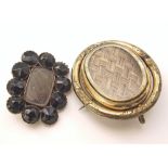 Two brooches, Victorian, one hair-set swivel brooch and one hair-setÂ mourning brooch