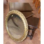 Modern nest of three tables and circular gilt framed wall mirror. Unfortunately we are not doing