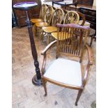 Edwardian mahogany elbow chair and mahogany jardiniÃ¨re stand. Unfortunately we are not doing
