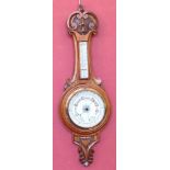 Edwardian oak aneroid barometer. Unfortunately we are not doing condition reports on this sale.