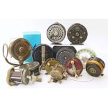 A collection of fishing reels: Malloch's patent, Sharpes Gordon, Allcock Aerialite etc.