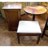 A 19th century mahogany pot cupboard dressing stool and tripod table Unfortunately we are not