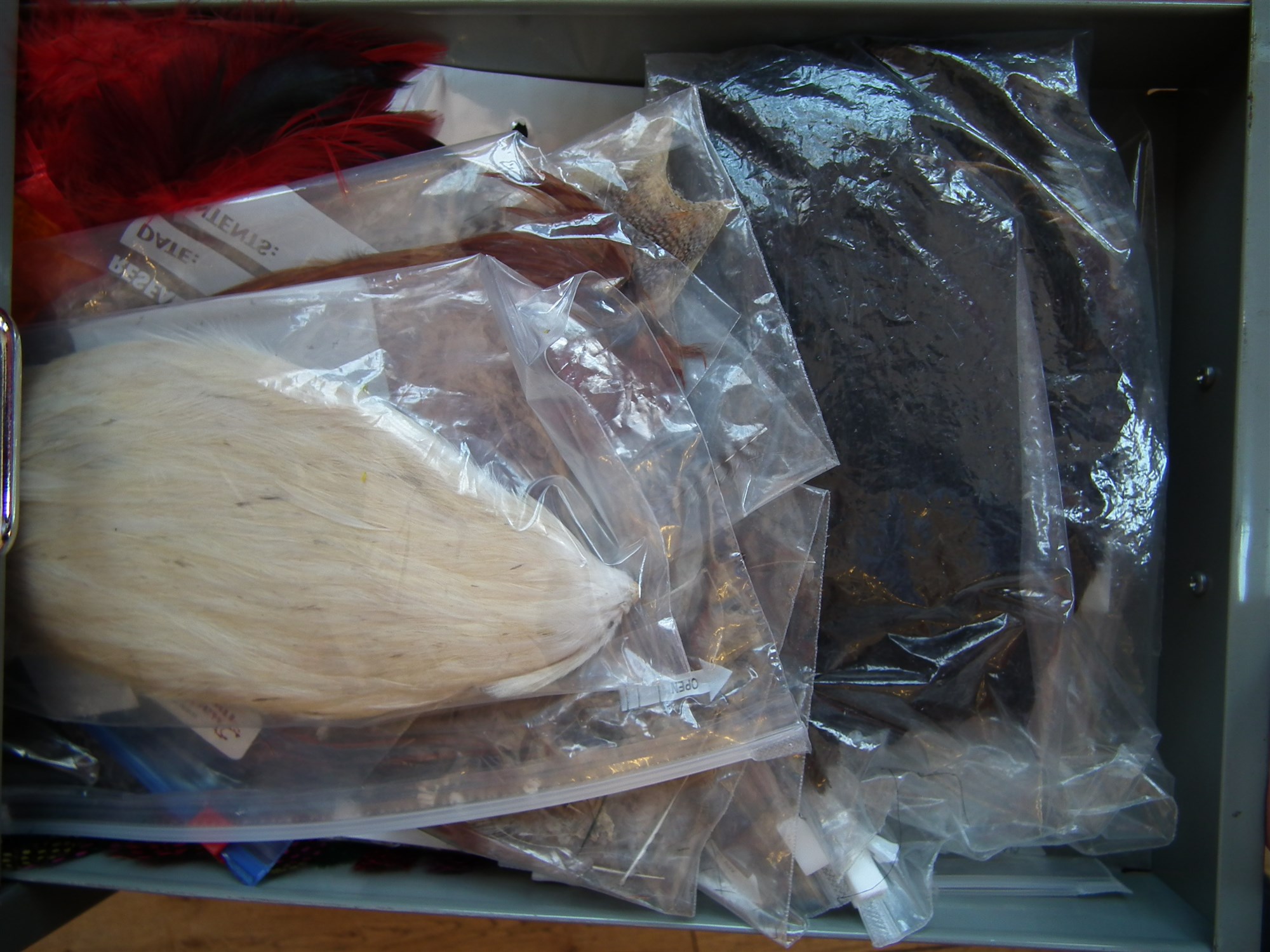 Large collection of fly tying equipment including feathers, fur, hooks etc. contained within - Image 10 of 16