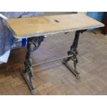 A cast iron coalbrookdale style pub table 106cm x 45cm Unfortunately we are not doing condition