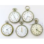 Three pocket watches by Lanco, also with a Fides pocket watch and another marked "Regulateur,