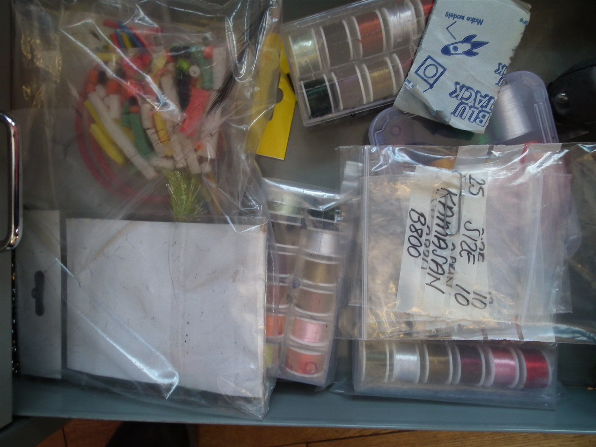 Large collection of fly tying equipment including feathers, fur, hooks etc. contained within - Image 14 of 16