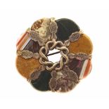 A silver and agate hard stone round brooch, approx 1880's Unfortunately we are not doing condition