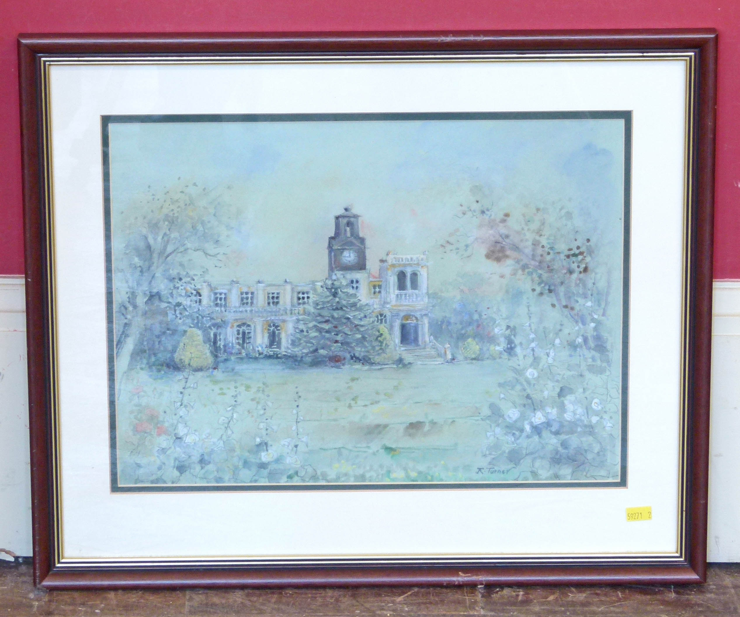 R.E. Turner, Sculpture Gallery Trentham, watercolour. Unfortunately we are not doing condition