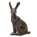 A bronze in the form of a seated hare (modern) 13cm high Unfortunately we are not doing condition