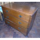 Oak chest of three drawers with brass handles 92cm wide Unfortunately we are not doing condition