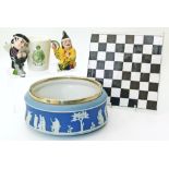 Collection of ceramics including 19th century pottery chess board, Wedgwood two colour bowl, two