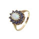An opal 9ct gold dress ring Unfortunately we are not doing condition reports on this sale.