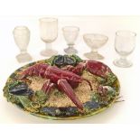 Five early 19th century glasses and a lobster dish Unfortunately we are not doing condition