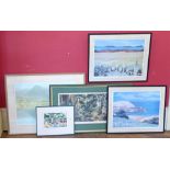 An assortment of various signed prints to include works by Mollie Tucker & Bernard Green "Autumn
