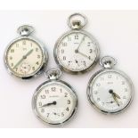 Three base metal pocket watches by Smiths and another by Ingersoll Unfortunately we are not doing