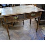 A George III oak two-drawer side table Unfortunately we are not doing condition reports on this