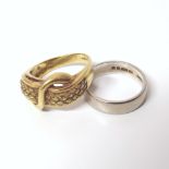 Two 18ct gold yellow gold and white gold gent's rings 11.0g Unfortunately we are not doing condition