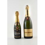 One bottle of Piper-Heidsieck 1985 Brut Champagne and one half bottle of Lanson Champagne from the