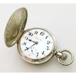 A white metal pocket watch by Hamilton with floral decoration to case Unfortunately we are not doing