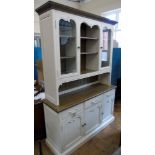 Victorian style painted kitchen dresser complete with drawers and cupboards to base, the upper