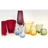 Nine Whitefriars bubble glass bowls, the largest measures 23cm diameter Unfortunately we are not