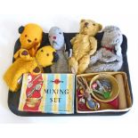 Chad Valley mixing set, Happy Child Sooty, Chad Valley Sweep and a 1950's teddy bear Condition