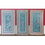 Three silk Chinese tapestries of rural scenes in a gilded bamboo frames Condition reports are not