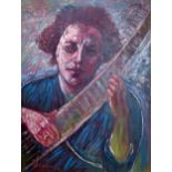 Andrew Vicari, "Ravi Shankar", signed, titled and dated 2006, oil on board, framed, 139 x 103.5cm,