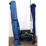 Mayer MXI series 1 fishing seat box, concept match 18/20 rod in bag and Shimano hold-all rod bag