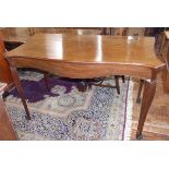 Late 19th century mahogany serpentine fronted side-table, 146cm x 76cm. Condition reports are not