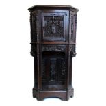 Victorian copy of a 16th century continental standing cupboard, oak construction with Gothic tracery