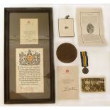 A death plaque and medal with letter, photograph of the soldier to whom it was awarded. Condition