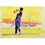 Harold Riley, "Langer", signed and dated '93 in pencil, a hand embellished print. Condition