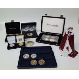 Royal Worcester Queen Elizabeth II together with a collection of boxed Royal commemorative coins