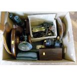 A collection of treen, brass scales and balances, other mixed collectors items Condition reports