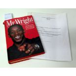 Ian Wright autobiography "Mr Wright" signed by author and four personal letters signed by Bruce