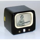 Bakelite television shape jewellery box with hologram of Ruby Murray playing a guitar with musical