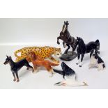 Beswick Hackney, Leopard, rearing horse, seagull and three other dogs Condition reports are not